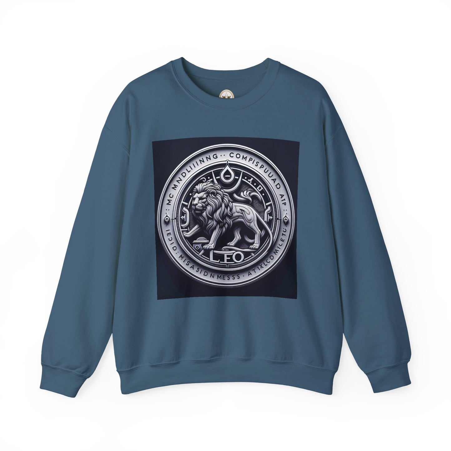 Unisex Heavy Blend™ Crewneck Sweatshirt, Lion Coin, Leo Zodiac Design