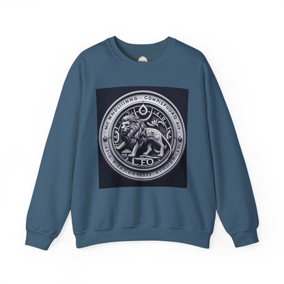 Unisex Heavy Blend™ Crewneck Sweatshirt, Lion Coin, Leo Zodiac Design