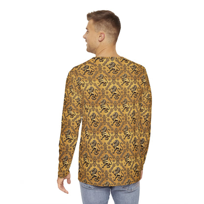 Men's Long Sleeve Shirt, (AOP), Leo, Zodiac v1, Pattern