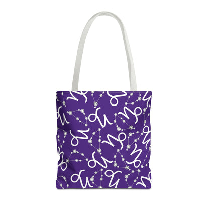 Tote Bag, Capricorn Zodiac Sign, AOP, (Purple, White)