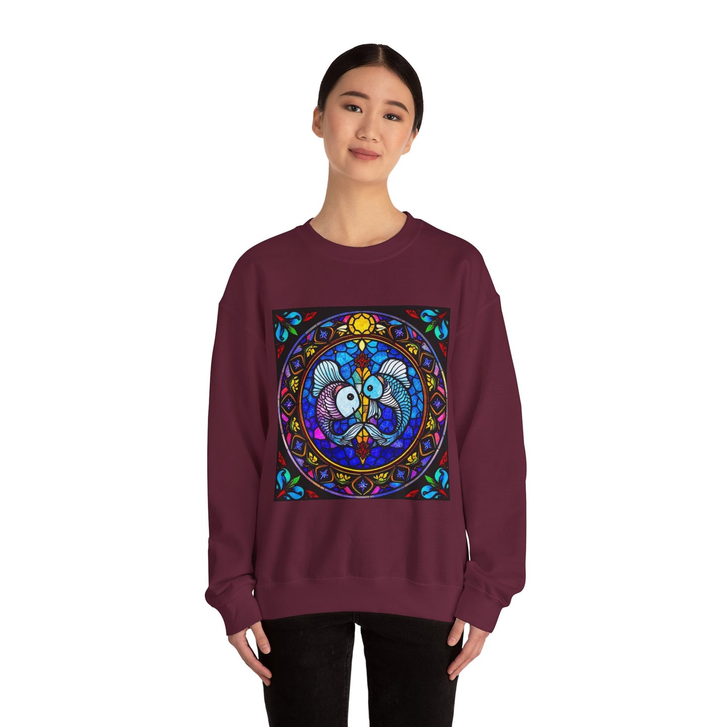 Unisex Heavy Blend™ Crewneck Sweatshirt, Glass, Pisces Zodiac Design
