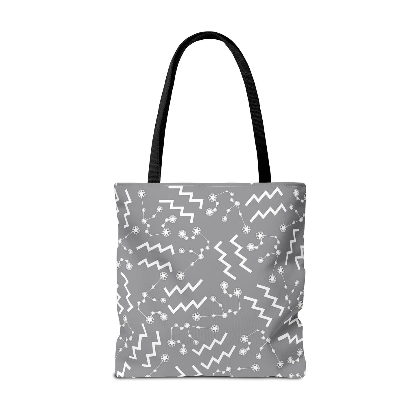 Tote Bag, Aquarius Zodiac Sign, AOP, (Grey, White)