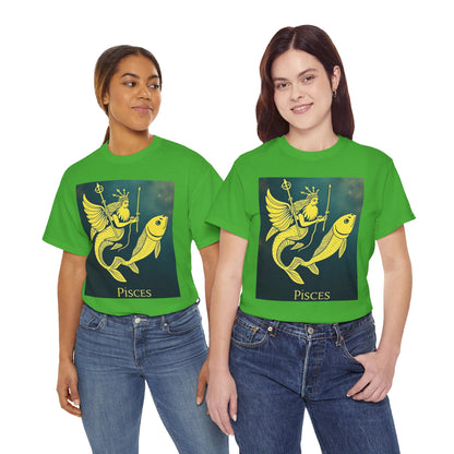 Unisex Heavy Cotton T-Shirt, Pisces Queen, Zodiac Design