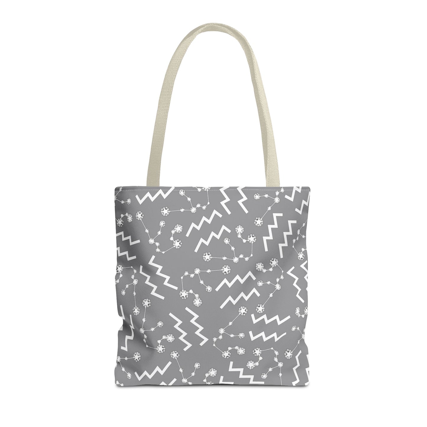Tote Bag, Aquarius Zodiac Sign, AOP, (Grey, White)