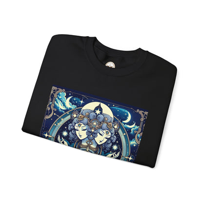 Unisex Heavy Blend™ Crewneck Sweatshirt,Twin Body, Gemini Zodiac Design