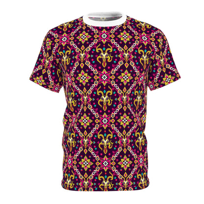 Unisex Cut & Sew T-Shirt, (AOP), Capricorn, Zodiac v4, Jewels Pattern