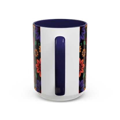 Accent Coffee Mug, Scorpio, Zodiac. Flower Pattern, (11, 15oz)