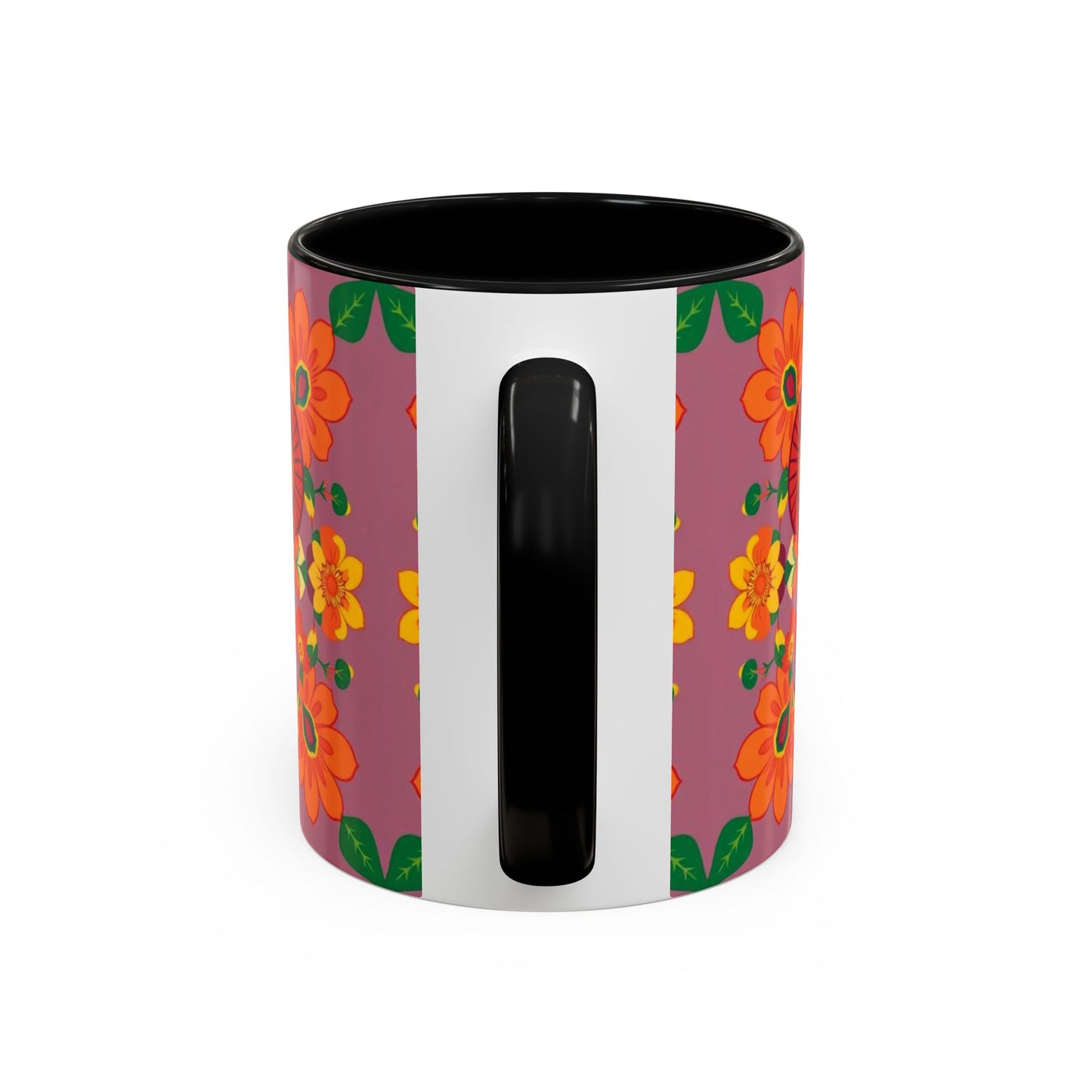 Accent Coffee Mug, Aries, Zodiac v1, Flower Pattern, (11, 15oz)