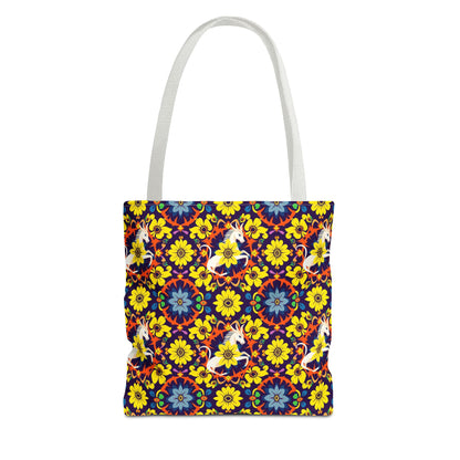 Tote Bag (AOP), Aquarius, Zodiac v1, Flower Pattern