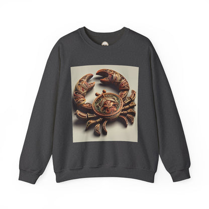 Unisex Heavy Blend™ Crewneck Sweatshirt, Crab Artifact, Cancer Zodiac Design