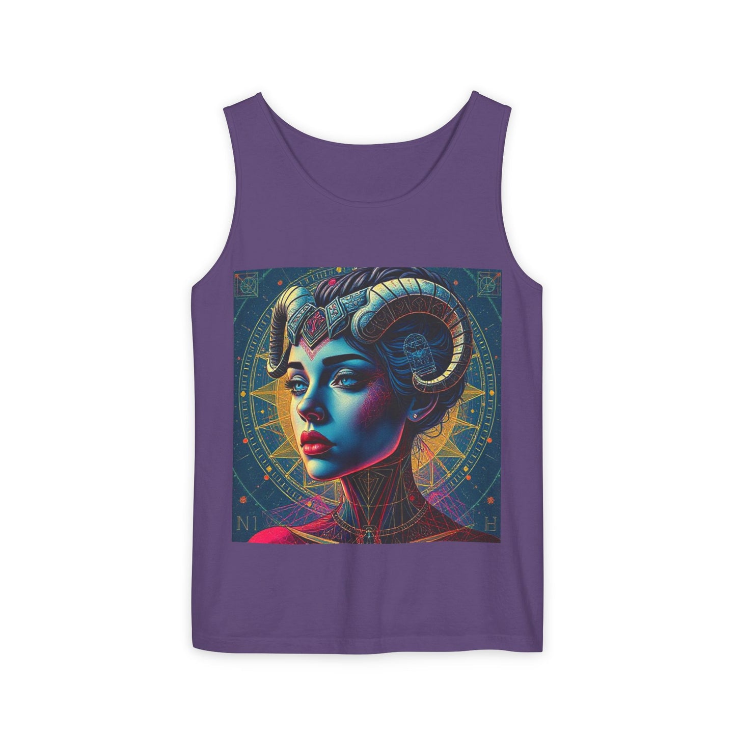 Unisex Garment-Dyed, Tank Top, Aries Design, Pop Art v1, 100% Ringspun US cotton