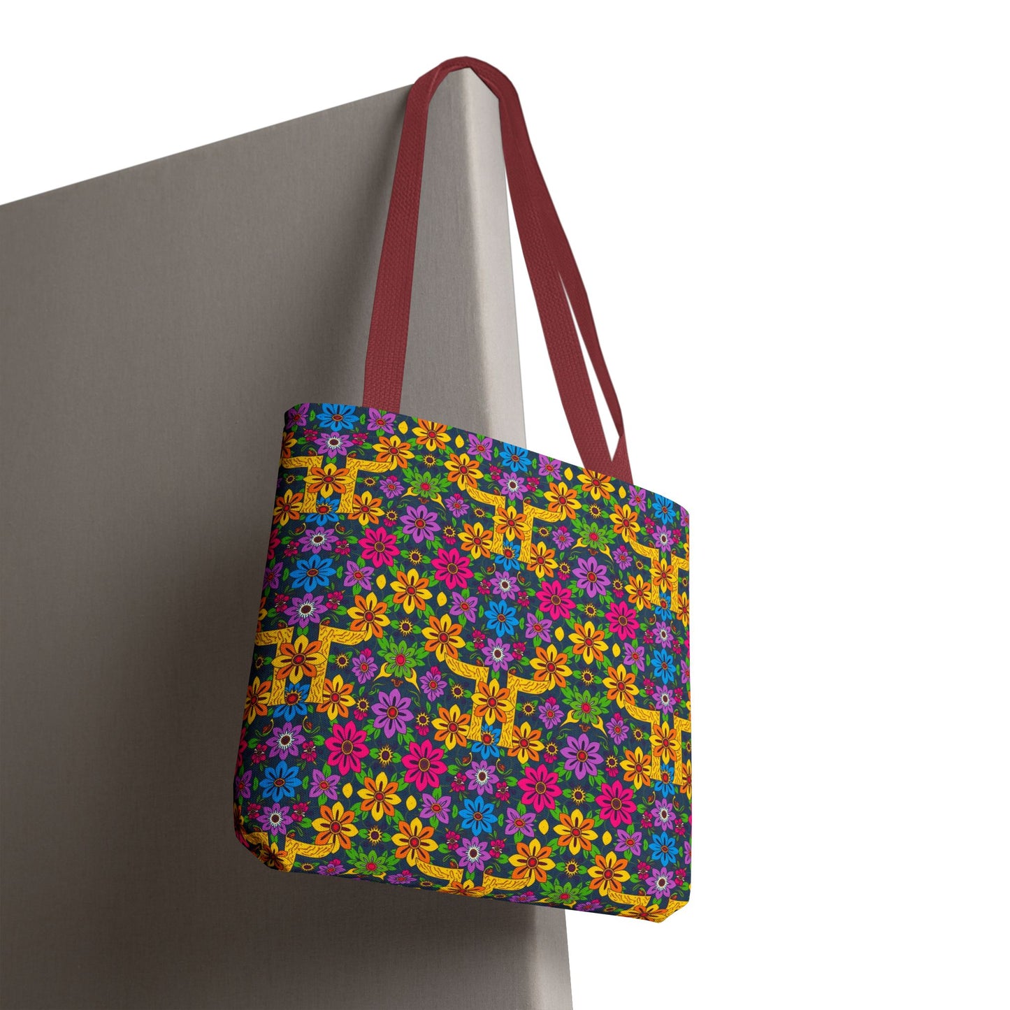 Tote Bag, (AOP), Gemini, Zodiac v2, Flower Pattern