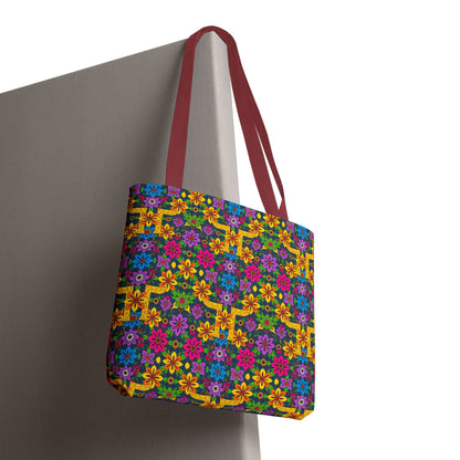 Tote Bag, (AOP), Gemini, Zodiac v2, Flower Pattern