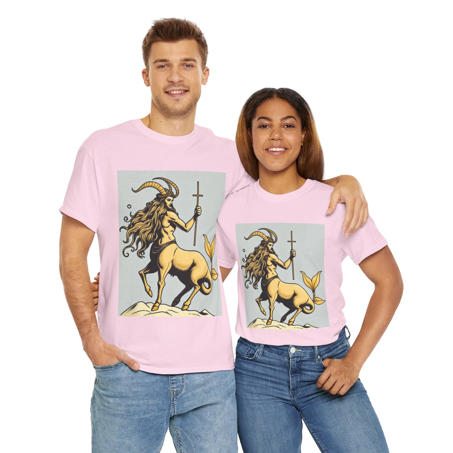 Unisex Heavy Cotton T-Shirt, Capricorn God v2, Zodiac Design