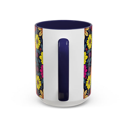 Accent Coffee Mug, Scorpio, Zodiac v3. Flower Pattern, (11, 15oz)