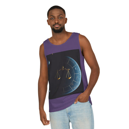 Unisex Garment-Dyed, Tank Top, Libra Design, Space Scale, 100% US cotton