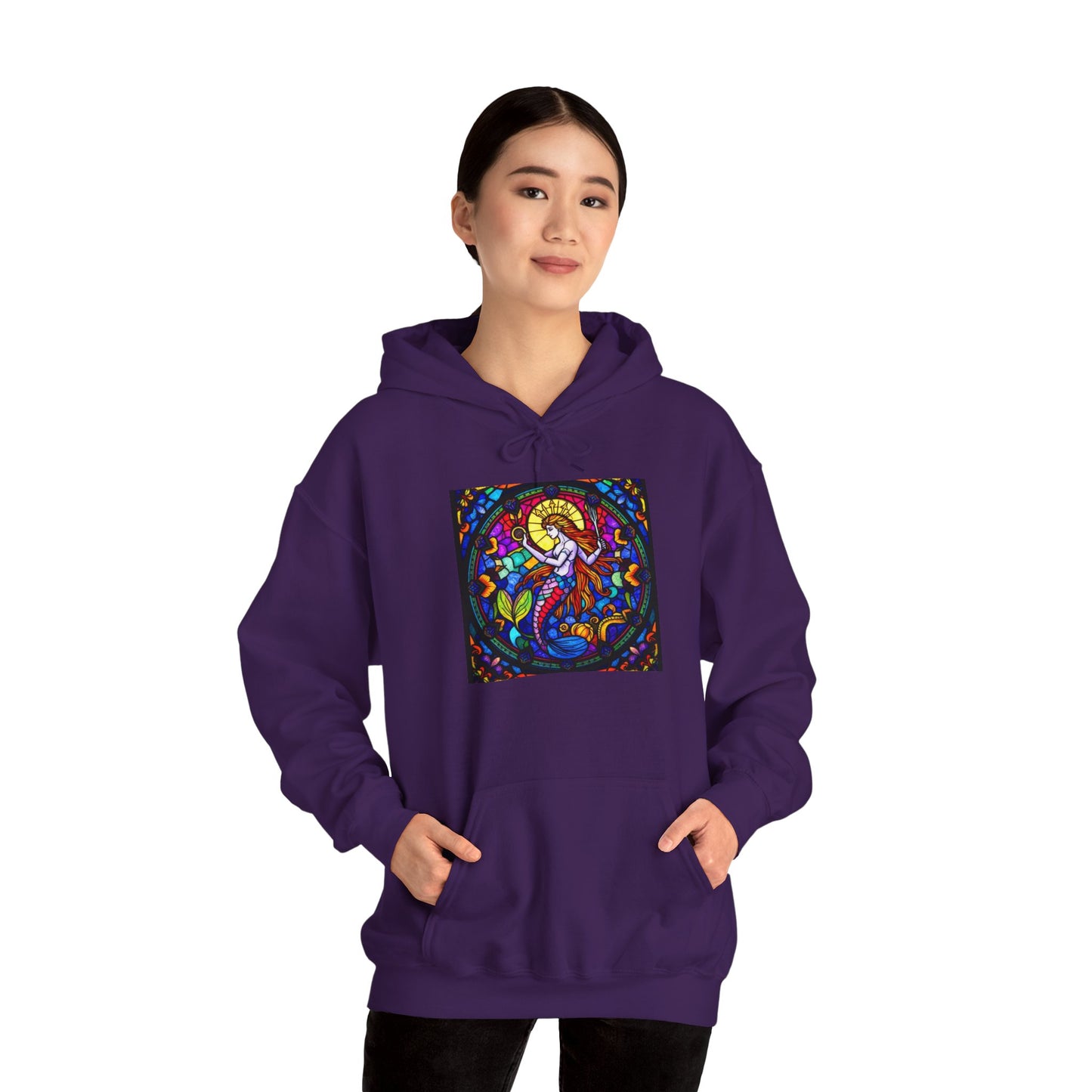 Unisex Heavy Blend™ Hooded Sweatshirt with glass Aquarius zodiac design