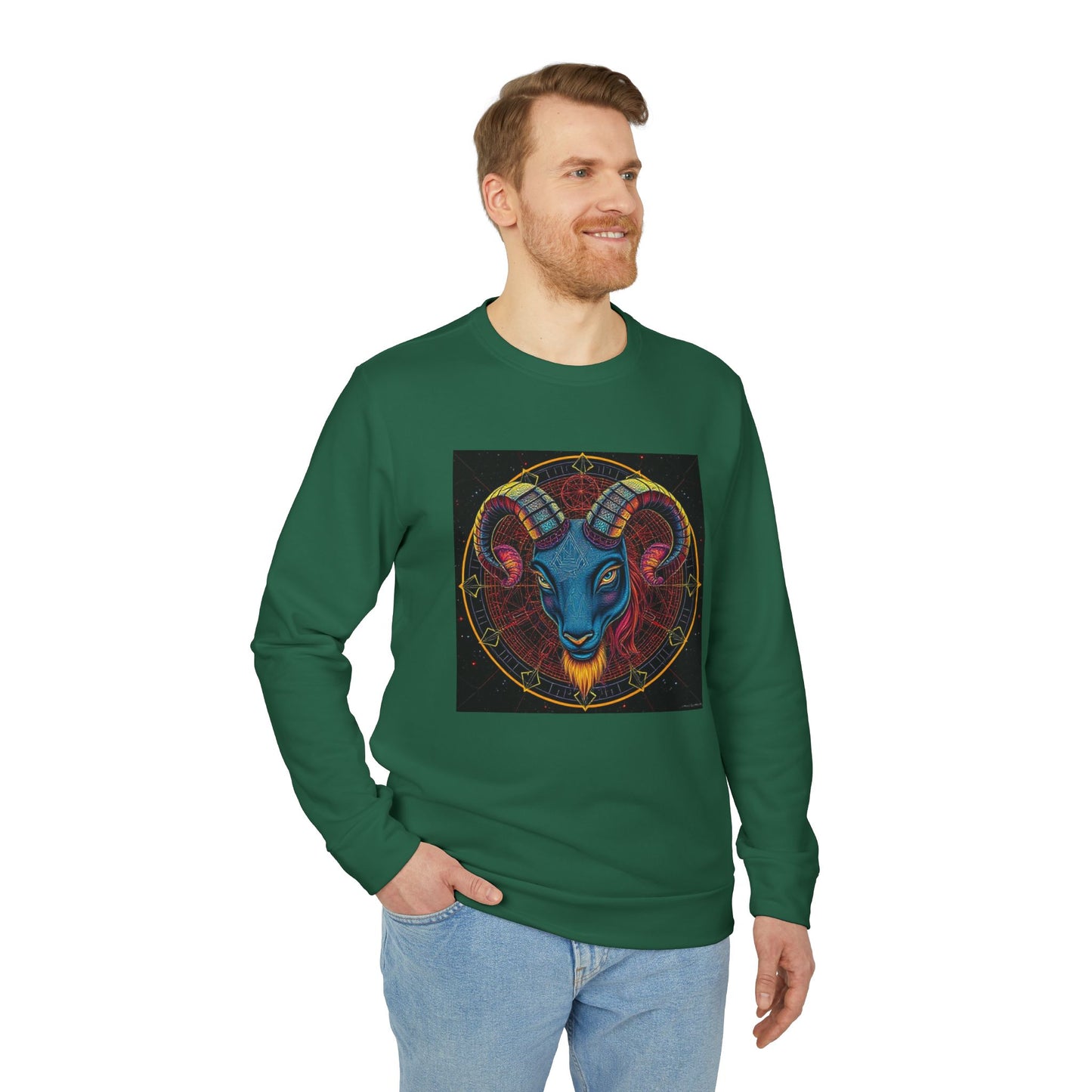 Adidas, Unisex Fleece Crewneck Sweatshirt, Aries, Pop Art v1, Zodiac