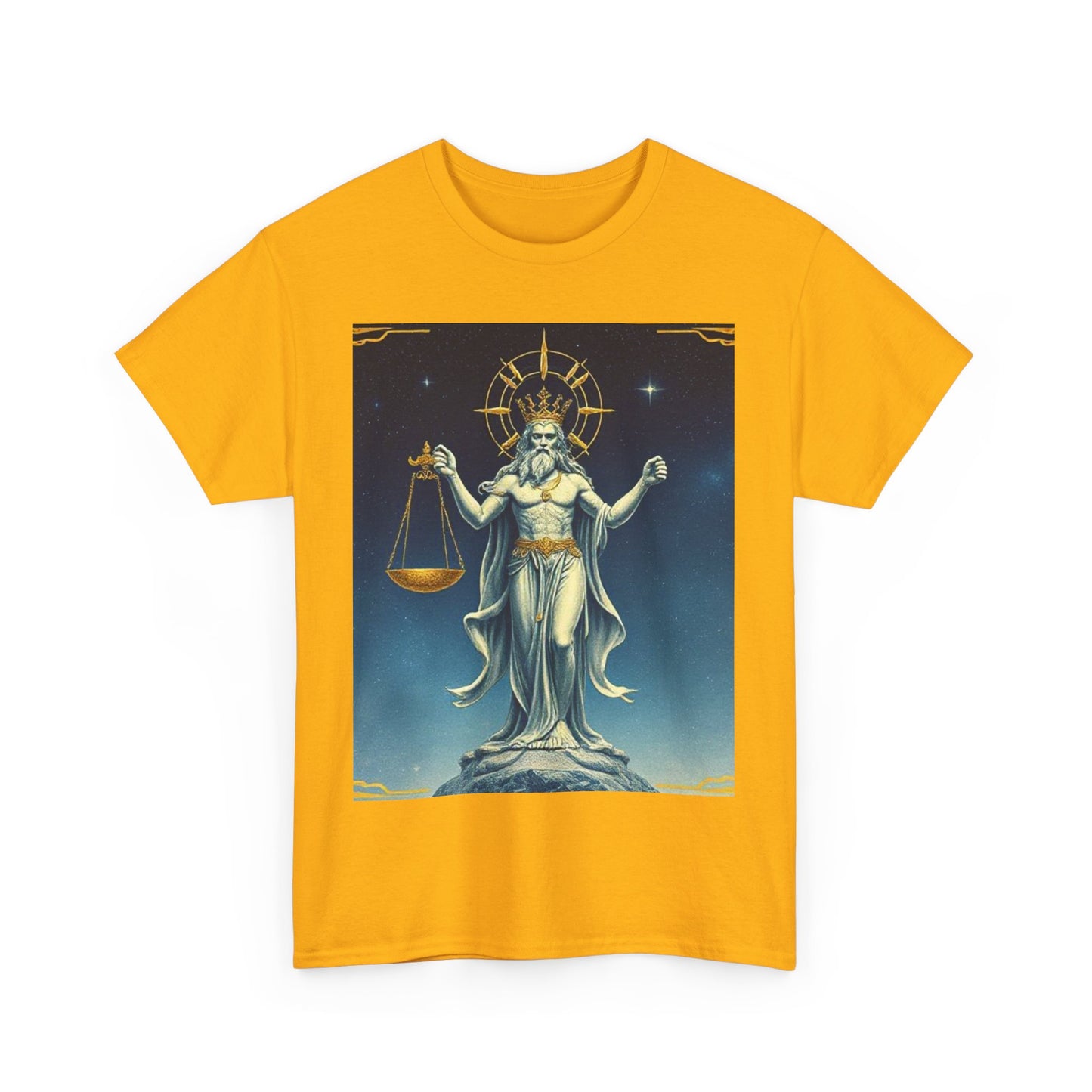 Unisex Heavy Cotton T-Shirt, Space, Libra God, Zodiac Design