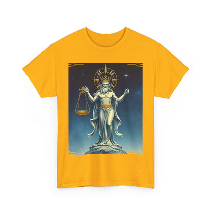 Unisex Heavy Cotton T-Shirt, Space, Libra God, Zodiac Design