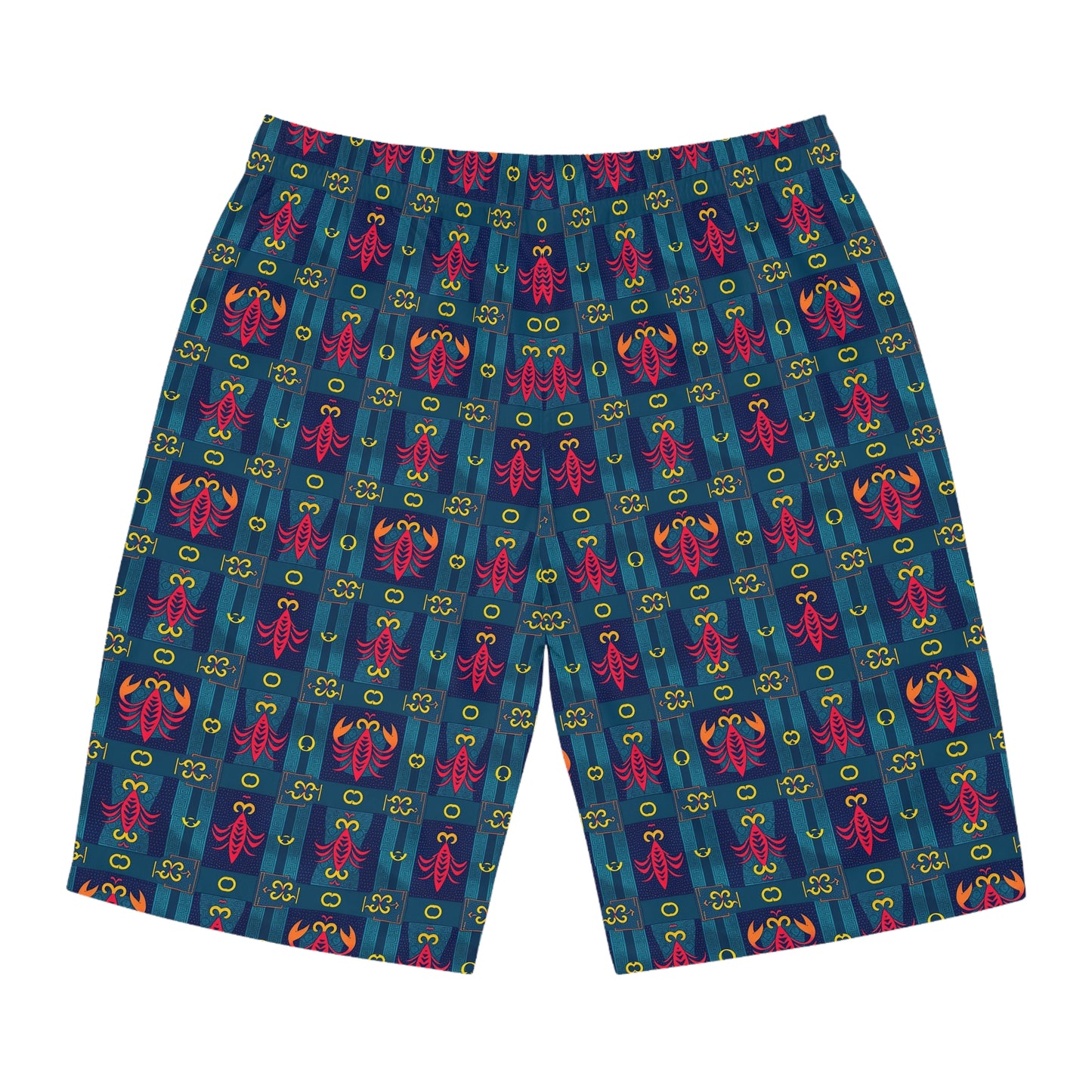 Men's Board Shorts, (AOP), Scorpio, Zodiac v1, Shape Pattern