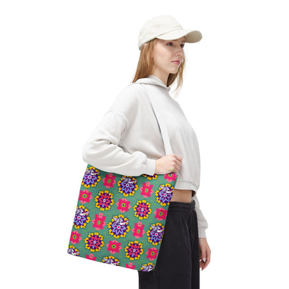 Tote Bag, (AOP), Sagittarius, Zodiac v4, Flower Pattern