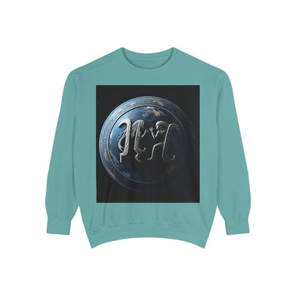 Garment-Dyed Sweatshirt, Unisex, Space Symbol Design, Gemini