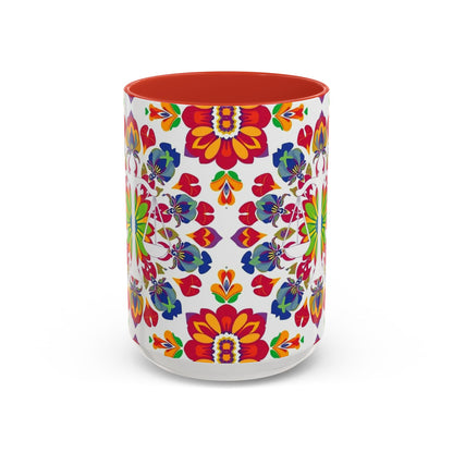 Accent Coffee Mug, Libra, Zodiac v1, Flower Pattern, (11, 15oz)