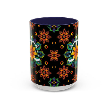 Accent Coffee Mug, Libra, Zodiac v4, Flower Pattern, (11, 15oz)