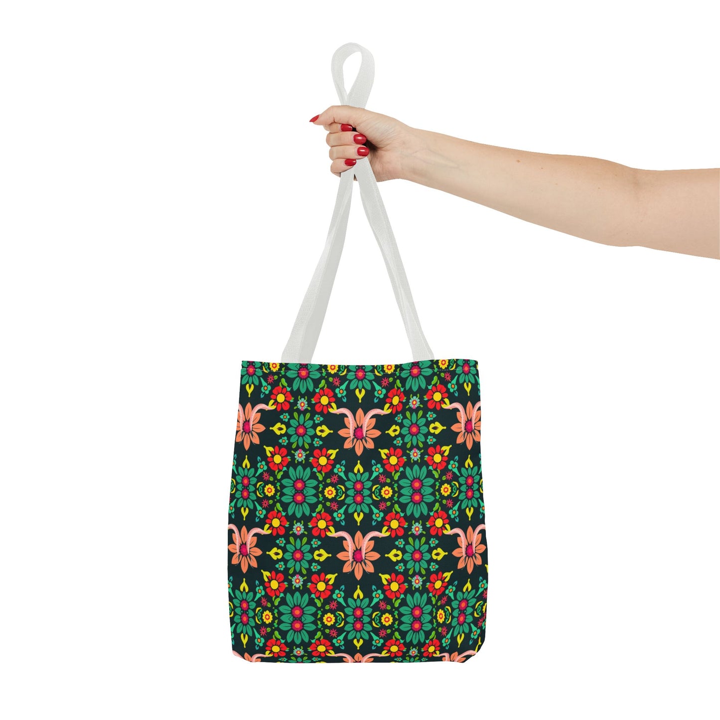 Tote Bag, (AOP), Aquarius, Zodiac v1, Flower Pattern