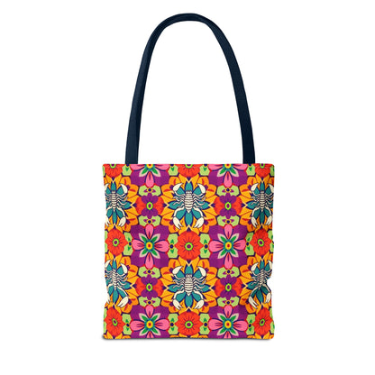 Tote Bag, (AOP), Scorpio, Zodiac v3, Flower Pattern