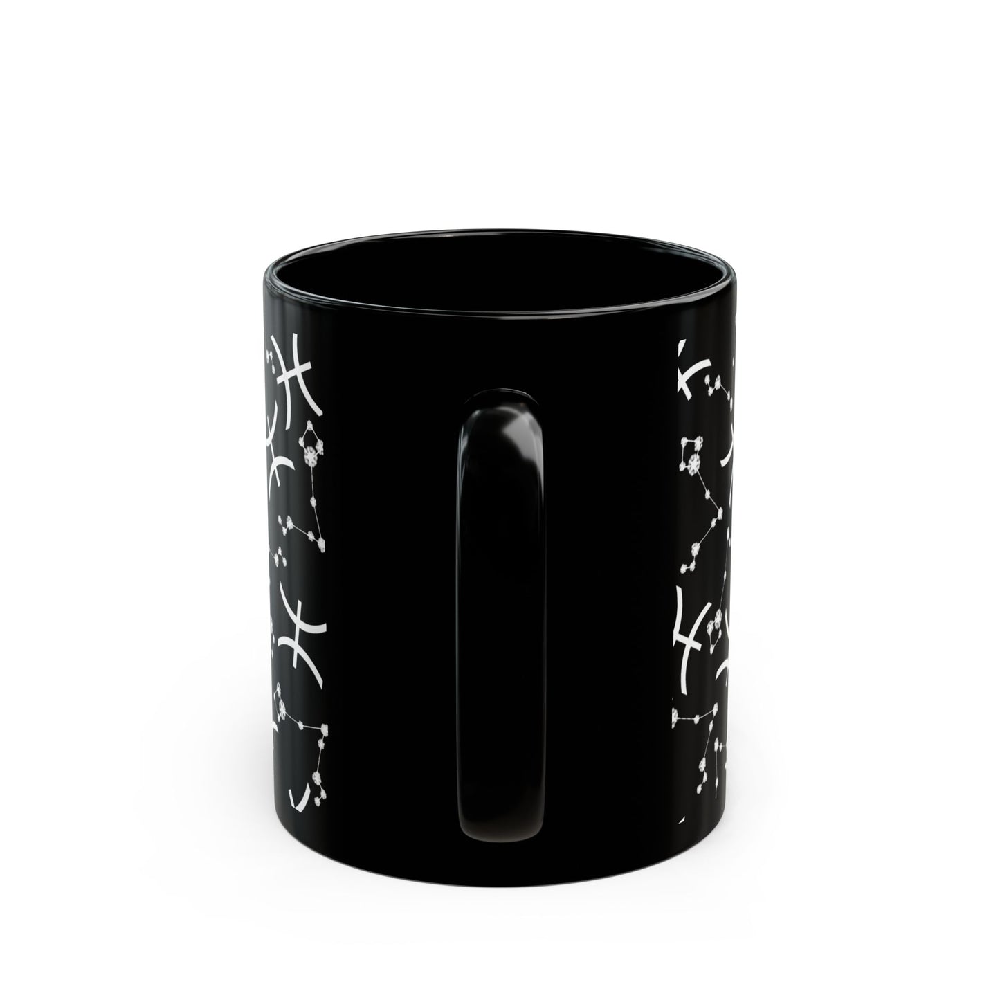 Zodiac 11oz Black Mug Pisces Zodiac Sign
