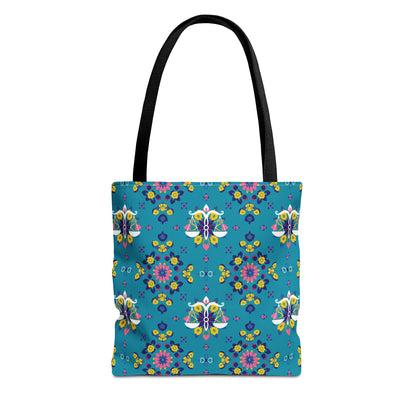 Tote Bag (AOP), Libra, Zodiac v1, Flower Pattern