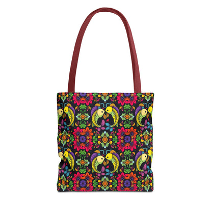 Tote Bag, (AOP), Pisces, Zodiac, Flower Pattern