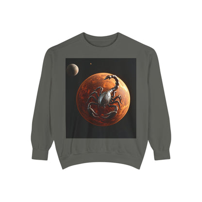 Garment-Dyed Sweatshirt, Unisex, Space Animal Design, Scorpio