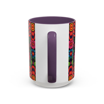Accent Coffee Mug, Cancer, Zodiac v4, Flower Pattern, (11, 15oz)