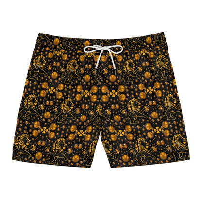 Men's Mid-Length Swim Shorts, (AOP), Leo, Zodiac v2, Bubble Pattern