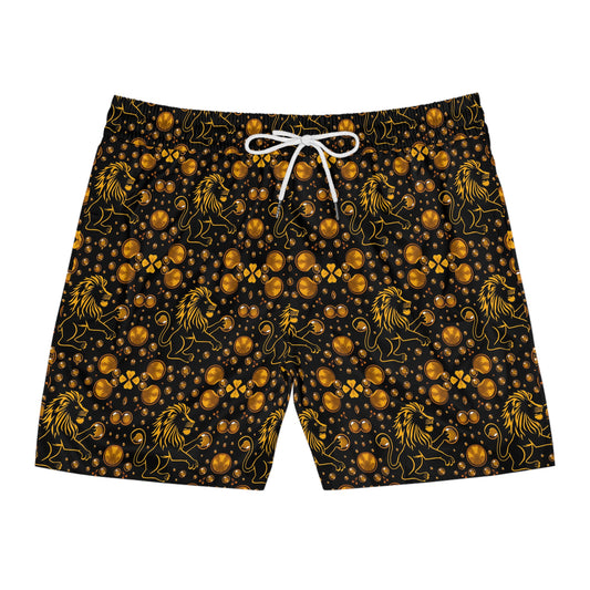 Men's Mid-Length Swim Shorts, (AOP), Leo, Zodiac v2, Bubble Pattern