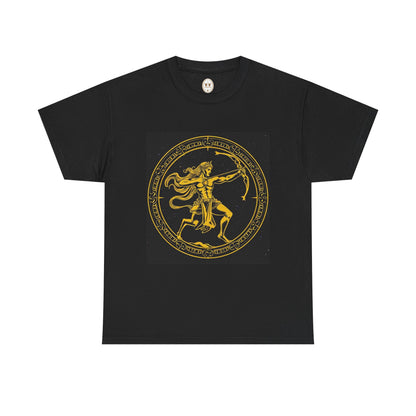 Unisex Heavy Cotton T-Shirt, Mythical Faun/Satyr, Sagittarius Zodiac Design