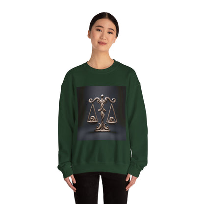 Unisex Heavy Blend™ Crewneck Sweatshirt, Brown Scale, Libra Zodiac Design