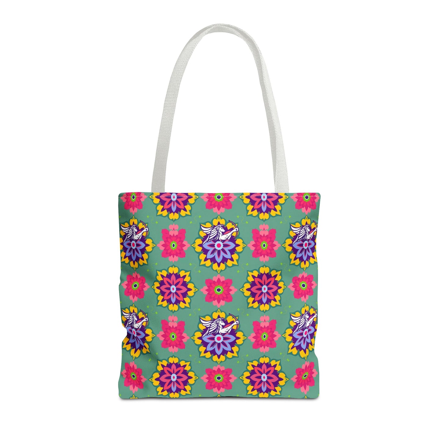 Tote Bag, (AOP), Sagittarius, Zodiac v4, Flower Pattern