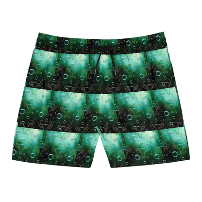 Men's Mid-Length Swim Shorts, (AOP), Taurus, Zodiac v4, Bubble Pattern