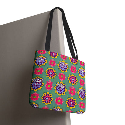 Tote Bag, (AOP), Sagittarius, Zodiac v4, Flower Pattern