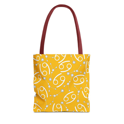 Tote Bag, Cancer Zodiac Sign, AOP, (Yellow, White)