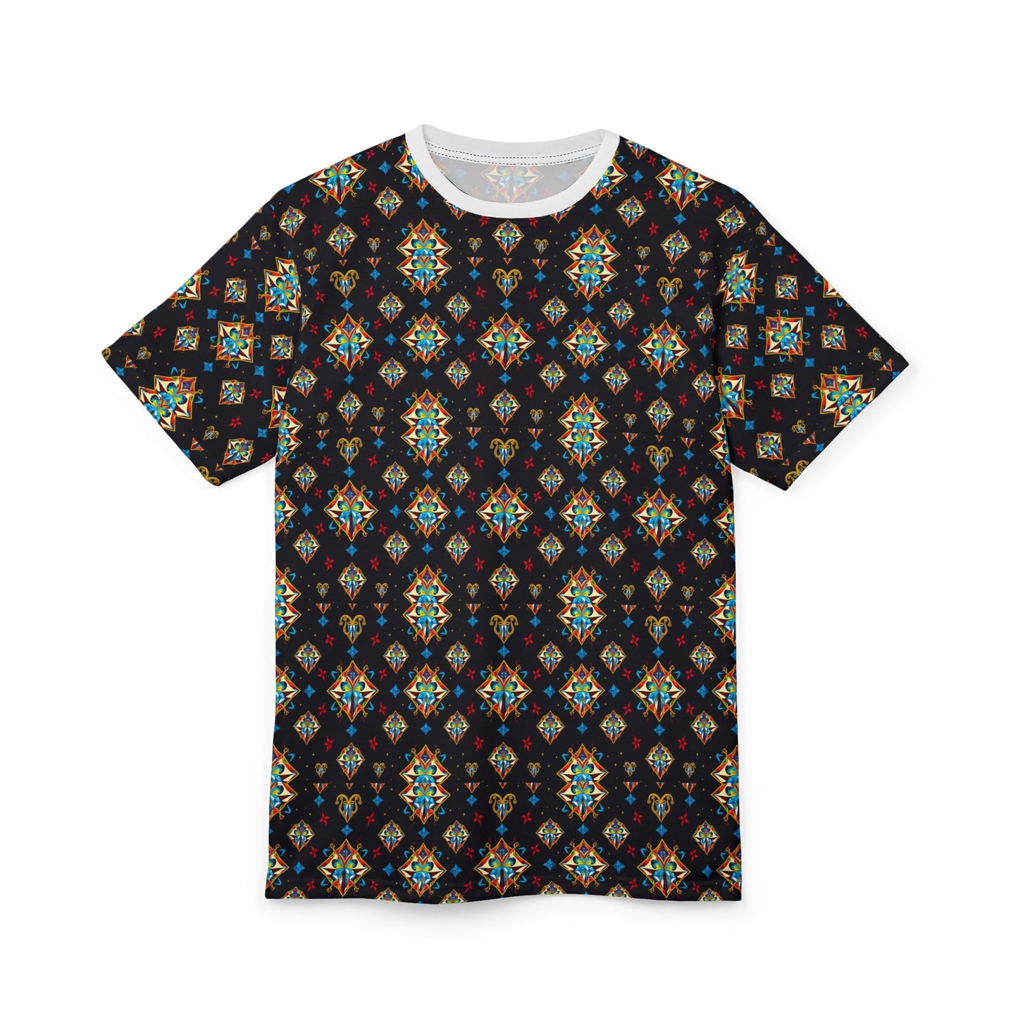 Unisex Cut & Sew T-Shirt, (AOP), Sagittarius, Zodiac v1, Jewels Pattern