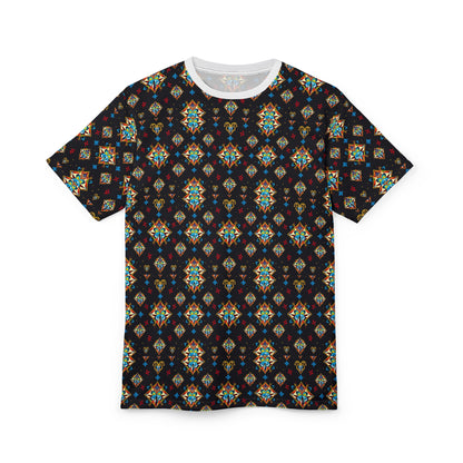 Unisex Cut & Sew T-Shirt, (AOP), Sagittarius, Zodiac v1, Jewels Pattern