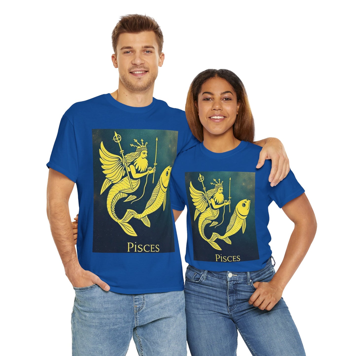 Unisex Heavy Cotton T-Shirt, Pisces Quuen v1, Zodiac Design