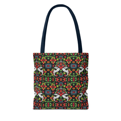 Tote Bag (AOP), Taurus, Zodiac v1, Flower Pattern