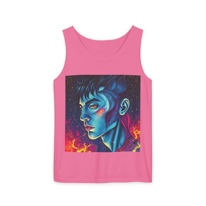Unisex Garment-Dyed, Tank Top, Pisces Design, Pop Art v1, 100% US cotton