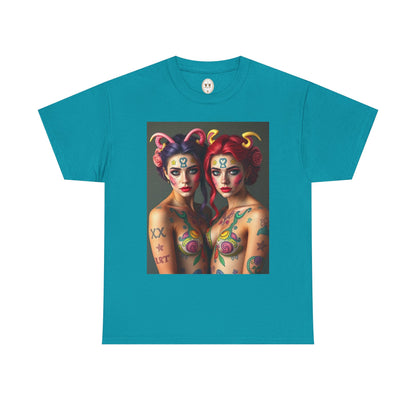 Unisex Heavy Cotton T-Shirt, Gemini, Zodiac v3, Sexy Art